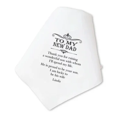 Gepersonaliseerde Zakdoek voor Schoonvader als Emotioneel Bruiloft Cadeau met Naam