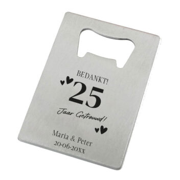 Zoveel Jaar Getrouwd Flesopener RVS Zilver 25 Jaar als Huwelijksjubileum Bedankje