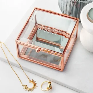 Sieradendoosje Roségoud Glas Gravure Kate & Jack | Romantisch Cadeau