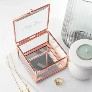 Open Sieradendoosje Roségoud Glas | Luxe Sieradenopslag Cadeau