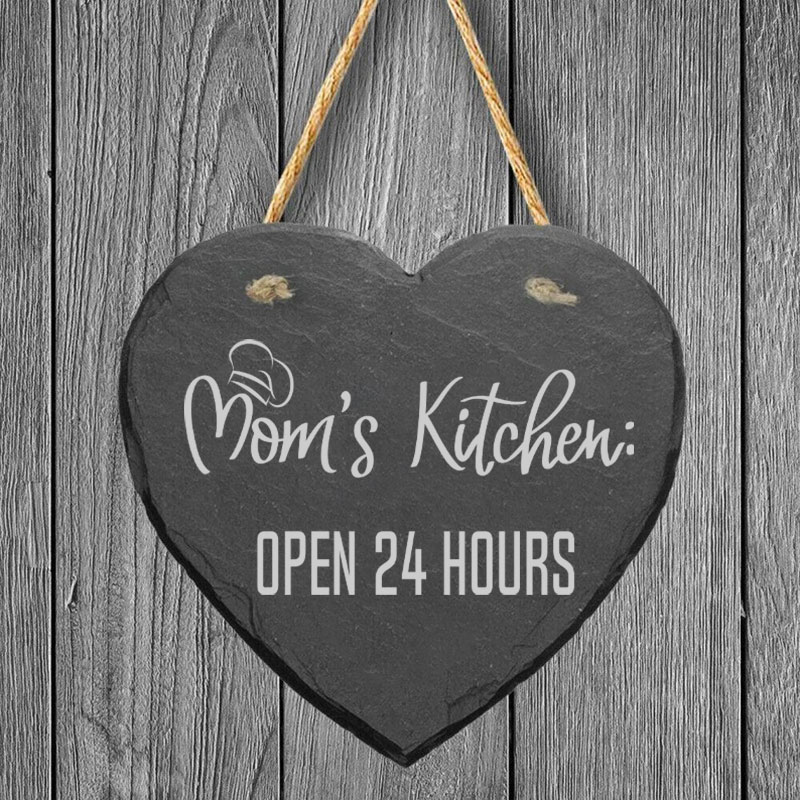 Leisteen Wandbord Mom's Kitchen Open 24 Hours