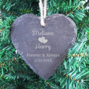 Gegraveerde Leisteen Kerstboomdecoratie Forever & Always als kerstcadeau