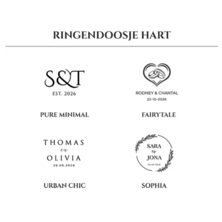 Design kaart harvormig ringdoosje walnoot