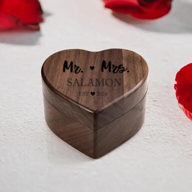 Mr & Mrs Houten Ringdoosje - Gegraveerd met Namen