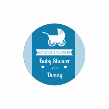 Blauwe Bedankt Stickers Baby Shower