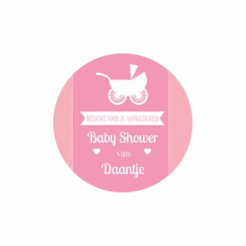 Roze Bedankt Stickers Baby Shower