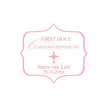 Roze Holy Communion Bedankt Stickers