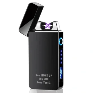 Black Ice aansteker gegraveerd met persoonlijke tekst You Light Up My Life