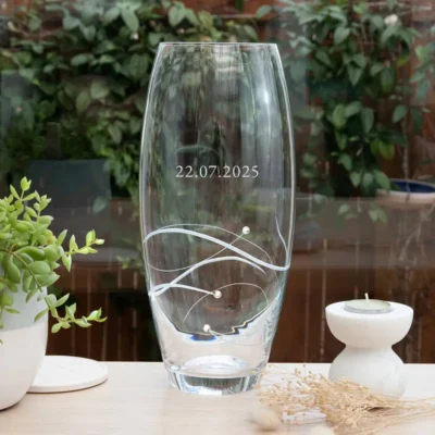 Kristallen Vaas met Swarovski Gepersonaliseerd | Sfeer met Datum Gravure