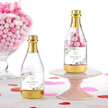 Champagne Bedankje Bohemian Blush met Acryl Flesje Thank You voor Bruiloft