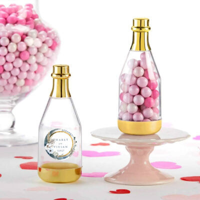 Champagne Bedankje Boho Chic met Acryl Flesje en Gouden Frame voor Bruiloft