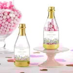 Champagne Bedankje Wildflowers met Acryl Flesje en Botanical Design voor Bruiloft