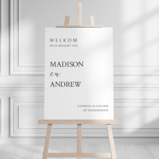 Madison Modern Welkomstbord Zwart-Wit voor Bruiloft met Eigentijds Design