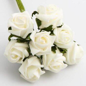 Foam Roosjes Kleurecht - Ivoor 3 cm - bosje van 8