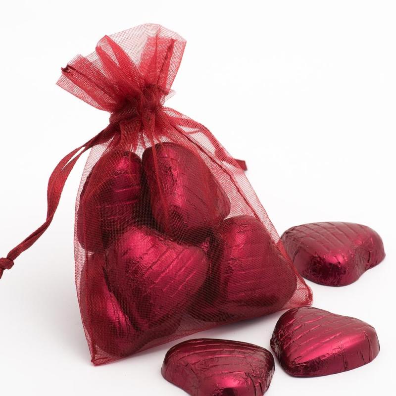 1623-a Organza zakjes Bordeaux - 7.5 cm x 10 cm - 10 Stuks