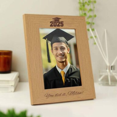 Massief eiken fotolijst met gegraveerde tekst You did it en Class of 2025
