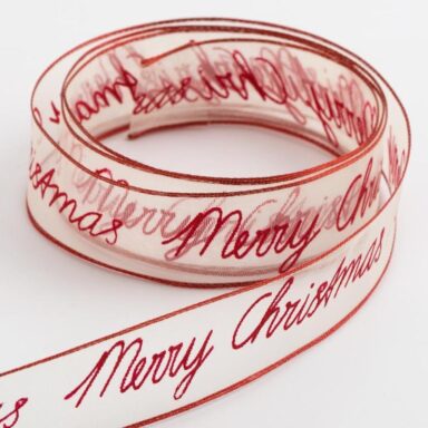 Merry Christmas Organza Lint Verstevigde rand Rood
