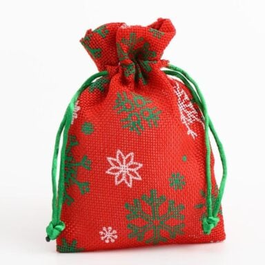 Feestelijke Sneeuwvlokken Stoffen Zakjes - Rood