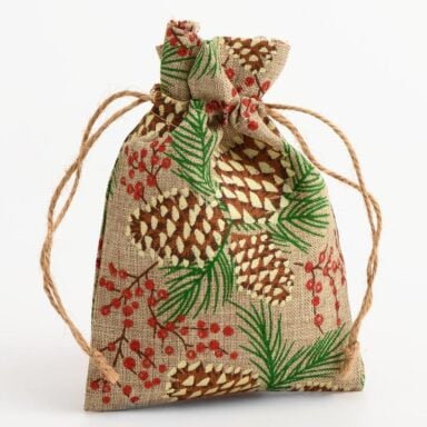 Stoffen Zakjes met Kerst Dennenappels & Glitterbessen