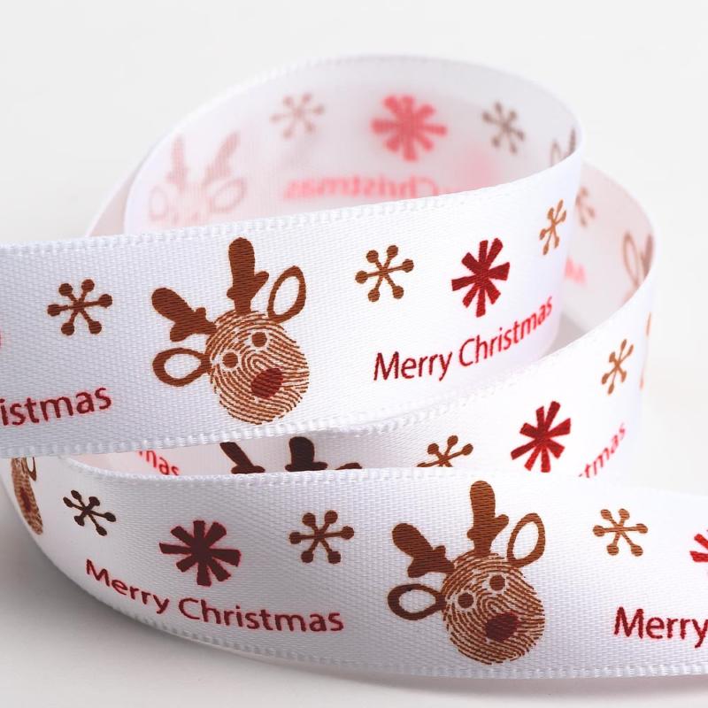 5861 Merry Christmas Rendier Satijn Lint