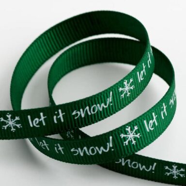 Let it Snow Kerst Lint Groen Grosgrain - 9 mm x 5 M