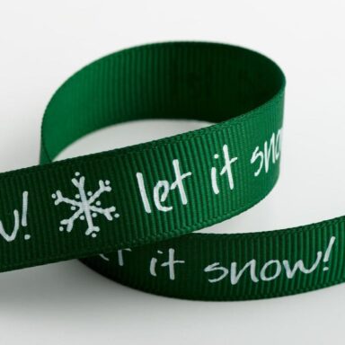 Let it Snow Kerst Lint Groen Grosgrain - 16 mm x 5 M