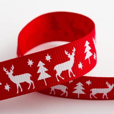 Rendier Kerst Lint Rood Grosgrain - 16 mm x 5 M