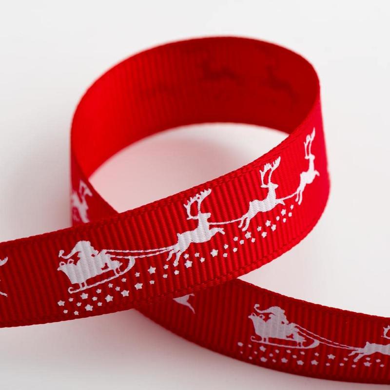 6816 Kerstman Slee Lint Rood Grosgrain - 16 mm x 5 M