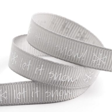 Let it Snow Kerst Lint Zilver Grosgrain - 9 mm x 5 M