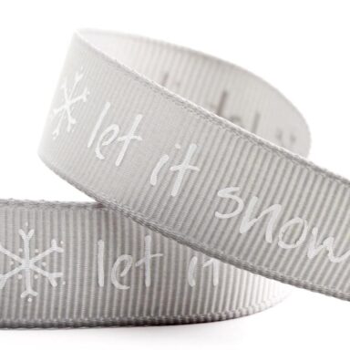 Let it Snow Kerst Lint Zilver Grosgrain - 16 mm x 5 M