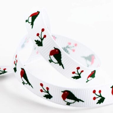 Roodborst & Hulst Kerst Lint Wit Grosgrain - 16 mm x 5 M