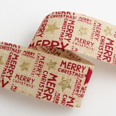 Merry Christmas Hessian Lint Naturel