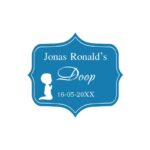 Blauwe Bedankt Stickers Doop - Biddend Jongetje