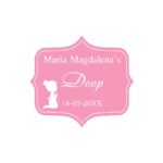Roze Bedankt Stickers Doop - Biddend Meisje