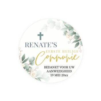 Heilige Communie Bedankt Stickers Botanical