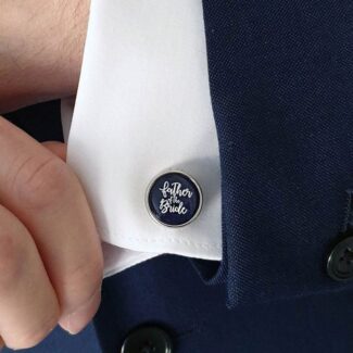 Vader van de Bruid / Bruidegom Manchetknopen Navy - Gepersonaliseerd Huwelijkscadeau