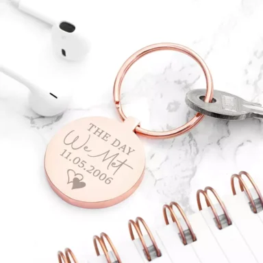 Gepersonaliseerde 'Day We Met' Sleutelhanger