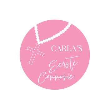 Roze Eerste Communie Bedankt Sticker