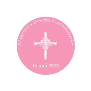 Roze Communie Bedankt Sticker