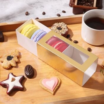 Gouden Macaron Doosjes met Venster 2