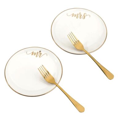 Mr and Mrs Gebaksbordjes met 2 Vorken