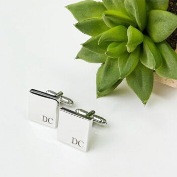 Rhodium Vergulde Bruiloft Manchetknopen - Initialen