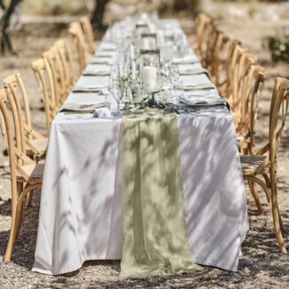 Sage Tafelloper 3m x 70cm voor Boho Bruiloft Tafeldecoratie Sage Wedding Collectie