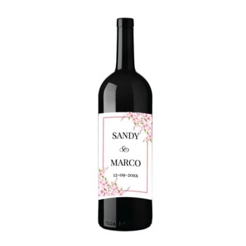 Gepersonaliseerde Wijnetiketten 'Pink Floral'