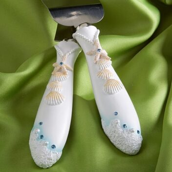 Strand Thema Bruidstaart mes en schep 2