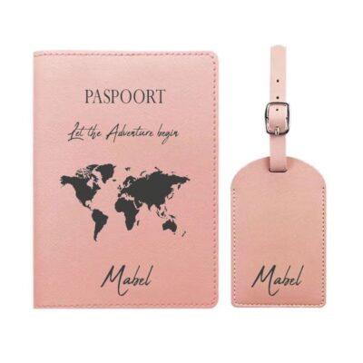 Global Adventure Paspoort & Kofferlabel Set roze