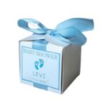 Persoonlijke Baby Bedankdoosjes met Luxe Strik – 6x6 cm – 5 kleuren