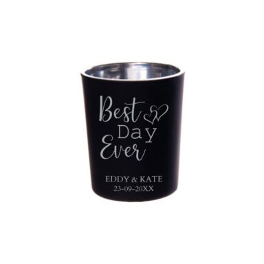 Gepersonaliseerde Waxinelichtjes Best Day Ever zwart