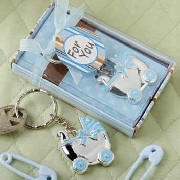 Blauwe Kinderwagen Design Sleutelhanger