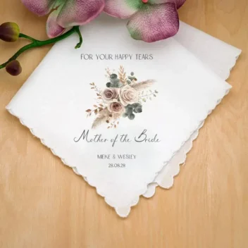 Witte katoenen zakdoek met Boho Blush design